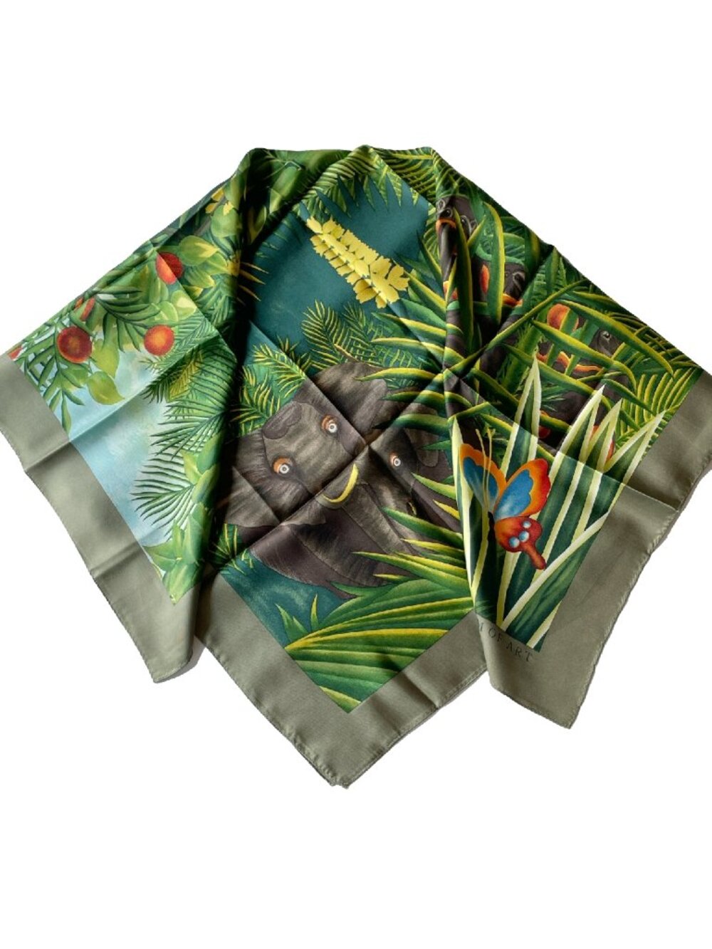 Vintage Hanae Mori for Metropolitan Museum Silk Scarf Jungle Animal Print 35"